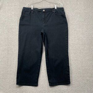 Style and Co Jeans Capris Womens 16 Denim Tummy Control Black Pockets Casual